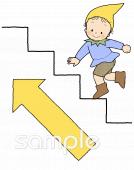 中学・高校向け階段 のぼる無料イラストお試しフリー素材(カット)