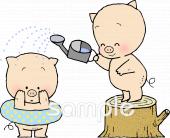 中学・高校向けシャワー 子豚無料イラストお試しフリー素材(カット)