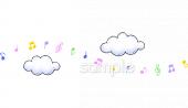 中学・高校向け音符 雲無料イラストお試しフリー素材(カット)
