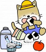中学・高校向けピクニック 猫無料イラストお試しフリー素材(カット)
