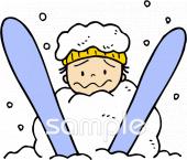 中学・高校向けスキー 転倒無料イラストお試しフリー素材(カット)