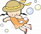 中学・高校向けシャボン玉 女の子無料イラストお試しフリー素材(カット)