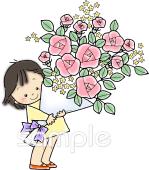 中学・高校向け花束 バラ プレゼント無料イラストお試しフリー素材(カット)