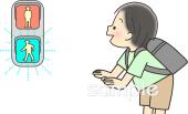中学・高校向け信号が青になってもすぐに飛び出さない無料イラストお試しフリー素材(カット)