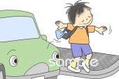 中学・高校向け歩道のはしを歩かない無料イラストお試しフリー素材(カット)