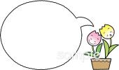 中学・高校向けチューリップ ふきだし無料イラストお試しフリー素材(カット)