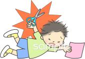 中学・高校向けハサミ 注意無料イラストお試しフリー素材(カット)
