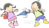 中学・高校向け注意 傘無料イラストお試しフリー素材(カット)