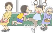 中学・高校向け乗り物のマナー無料イラストお試しフリー素材(カット)