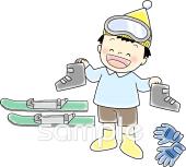 中学・高校向けスキー 用具無料イラストお試しフリー素材(カット)