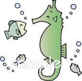 中学・高校向け海 タツノオトシゴ無料イラストお試しフリー素材(カット)