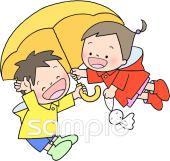 中学・高校向け雨の日無料イラストお試しフリー素材(カット)