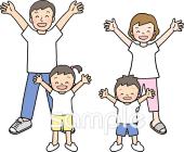 中学・高校向けラジオ体操 親子無料イラストお試しフリー素材(カット)