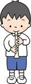 中学・高校向け男の子 縦笛無料イラストお試しフリー素材(カット)
