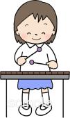 中学・高校向け女の子 木琴無料イラストお試しフリー素材(カット)
