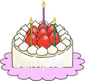 中学・高校向けケーキ キャンドル無料イラストお試しフリー素材(カット)