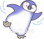 中学・高校向けペンギン 転ぶ無料イラストお試しフリー素材(カット)