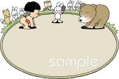 中学・高校向けクマ 金太郎 相撲無料イラストお試しフリー素材(カット)