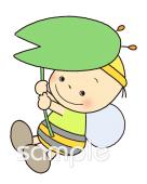 中学・高校向け葉っぱ ミツバチ無料イラストお試しフリー素材(カット)