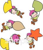 中学・高校向け落ち葉 木の実の精無料イラストお試しフリー素材(カット)