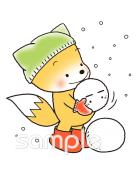 中学・高校向け雪 キツネ無料イラストお試しフリー素材(カット)