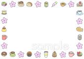 中学・高校向け桜 お菓子 飾り枠無料イラストお試しフリー素材(カット)