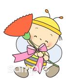 中学・高校向けカーネーション ミツバチ無料イラストお試しフリー素材(カット)