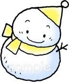 保育園・保育所向け雪だるま マフラー無料イラストお試しフリー素材(カット)