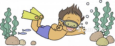 保育園・保育所向け素潜り無料イラストお試しフリー素材(カット)