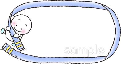保育園・保育所向け雪だるま マフラー無料イラストお試しフリー素材(カット)
