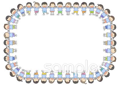 保育園・保育所向け歓迎会 子ども 枠無料イラストお試しフリー素材(カット)