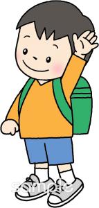 保育園・保育所向け手をあげる 交通安全無料イラストお試しフリー素材(カット)