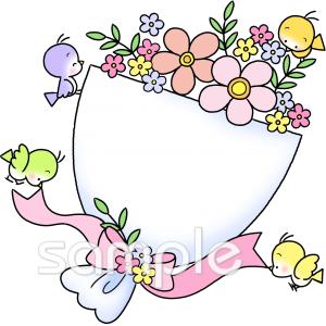 保育園・保育所向け花束 小鳥無料イラストお試しフリー素材(カット)