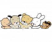 保育園・保育所向け肩を組む無料イラストお試しフリー素材(カット)