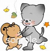 保育園・保育所向けネコ リス無料イラストお試しフリー素材(カット)
