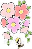 保育園・保育所向けミツバチ ブランコ無料イラストお試しフリー素材(カット)