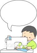保育園・保育所向けミシンがけ無料イラストお試しフリー素材(カット)