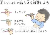 保育園・保育所向け指導 箸の持ち方無料イラストお試しフリー素材(カット)