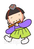 保育園・保育所向け笛 五人囃子 3月の壁面飾り無料イラストお試しフリー素材(カット)