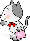 保育園・保育所向けリボン ネコ無料イラストお試しフリー素材(カット)