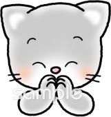 保育園・保育所向けいただきます ネコ無料イラストお試しフリー素材(カット)