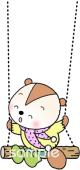 保育園・保育所向けたぬき ブランコ無料イラストお試しフリー素材(カット)