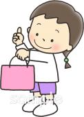 保育園・保育所向け女の子 カバン無料イラストお試しフリー素材(カット)