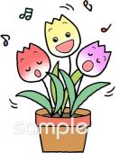 保育園・保育所向けチューリップ 歌う無料イラストお試しフリー素材(カット)