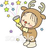 保健室向け着ぐるみ トナカイ無料イラストお試しフリー素材(カット)