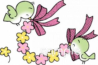 保健室向けお祝い 小鳥無料イラストお試しフリー素材(カット)