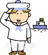 保健室向け水兵さん 敬礼無料イラストお試しフリー素材(カット)