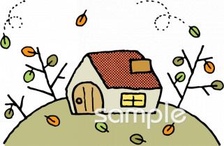 保健室向け落ち葉 家無料イラストお試しフリー素材(カット)
