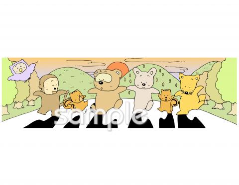 保健室向け帰り道 夕方 友達無料イラストお試しフリー素材(カット)