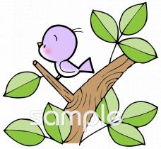 保健室向け小鳥 若葉無料イラストお試しフリー素材(カット)